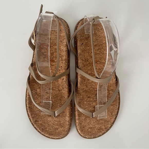 PAIGE Zana Strappy Leather Cork Studded Sandal in Nude - Picture 5 of 13